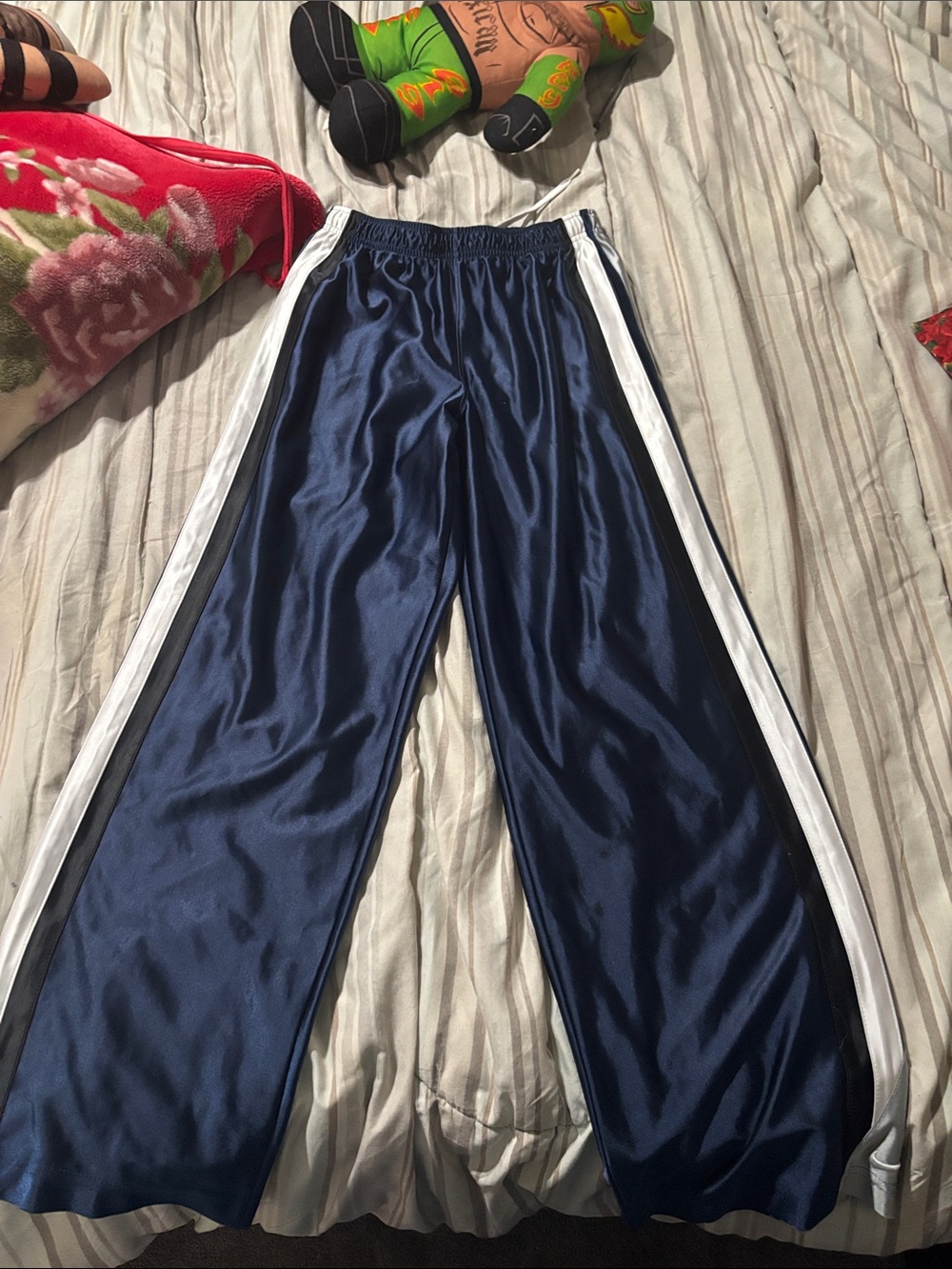 Nike Navy Track Pants with White Side Stripes